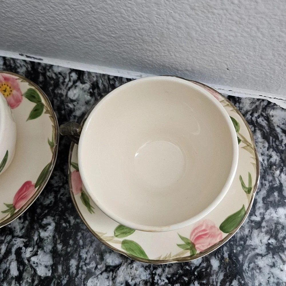 Franciscan Tea Cups And Saucer Desert Rose Made In USA Set of 2‎  VTG